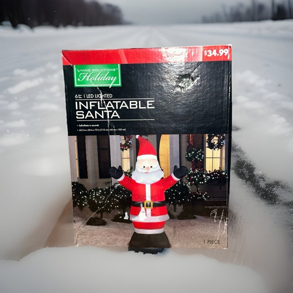 Living Solutions Holiday 6ft LED Lighted Airblown Inflatable Santa 2013 Open box